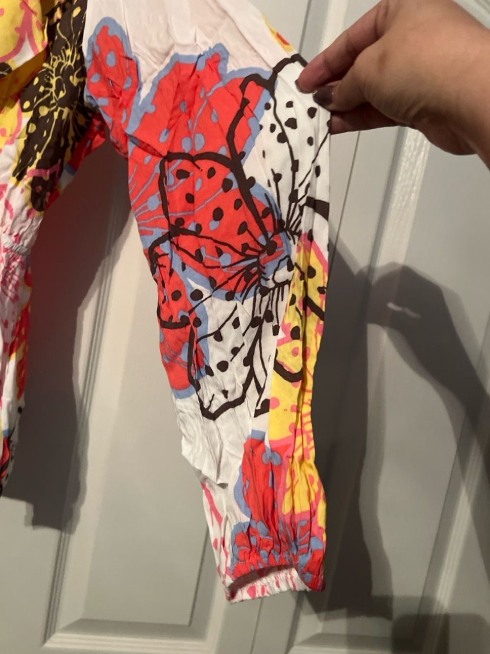 One Shoulder Floral Ruffle Blouse | Statement Print Peplum Top - Picture 5 of 8